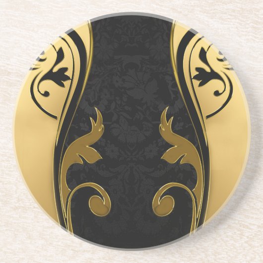 Abstrakt mit Goldakzenten auf Schwarz und Weiß Getränkeuntersetzer (Vorne)
