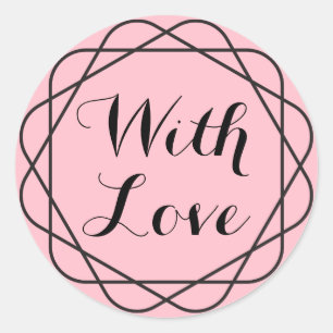 Abstrakt mit Liebe Rosa und Schwarz Runder Aufkleber