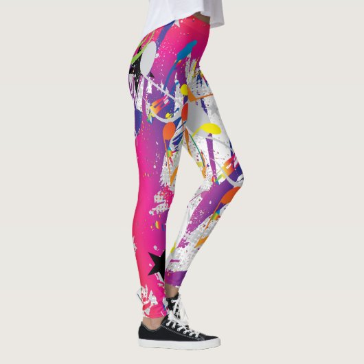 Abstrakt mit Paint Splashes und Musical Notes Leggings (Rechts)