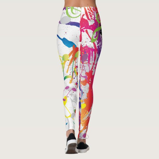 Abstrakt mit Paint Splashes und Musical Notes Leggings (Rückseite)