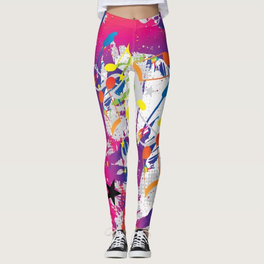 Abstrakt mit Paint Splashes und Musical Notes Leggings (Vorderseite)