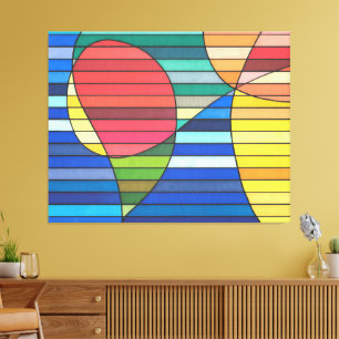 Abstrakt mit Rot und Gelb Streifen Leinwanddruck