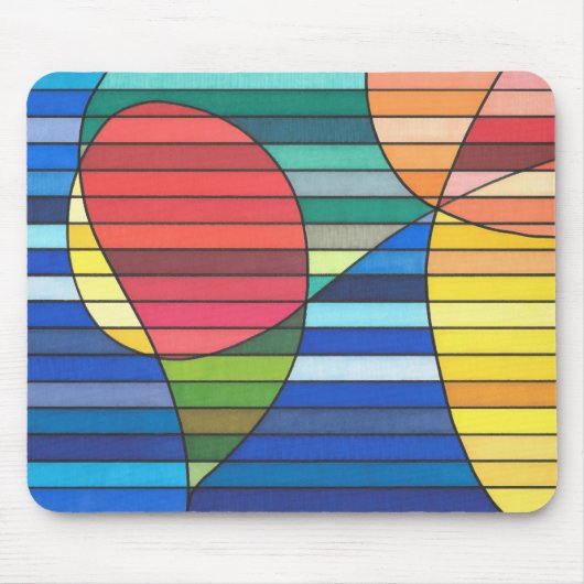 Abstrakt mit Rot und Gelb Streifen Mousepad (Vorne)