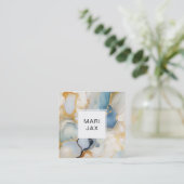 Abstrakt mit Weiß, Gold und Blau Quadratische Visitenkarte (Stehend Vorderseite)