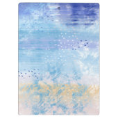 Abstrakt Mixed Media Blue Türkis Yellow Klemmbrett (Rückseite)