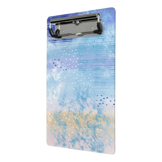 Abstrakt Mixed Media Blue Türkis Yellow Mini Klemmbrett (Gewinkelt2)