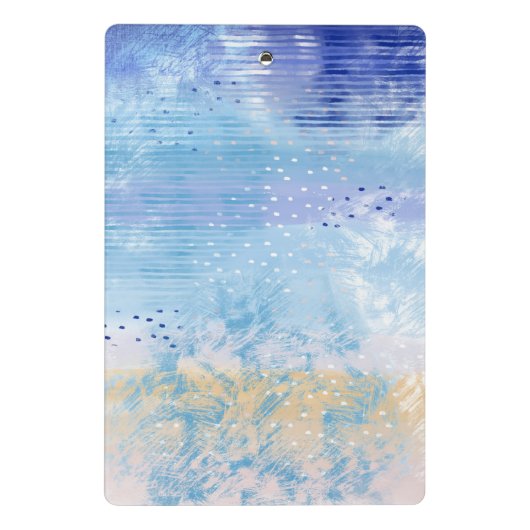 Abstrakt Mixed Media Blue Türkis Yellow Mini Klemmbrett (Rückseite)