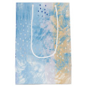 Abstrakt Mixed Media Blue Türkis Yellow Mittlere Geschenktüte (Rückseite)