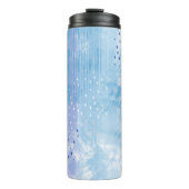 Abstrakt Mixed Media Blue Türkis Yellow Thermosbecher (Vorderseite)