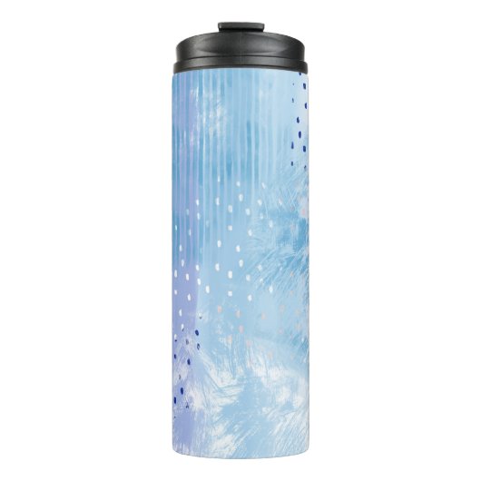 Abstrakt Mixed Media Blue Türkis Yellow Thermosbecher (Vorderseite)