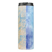 Abstrakt Mixed Media Blue Türkis Yellow Thermosbecher (Rückseite)