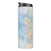 Abstrakt Mixed Media Blue Türkis Yellow Thermosbecher (Nach rechts gedreht)