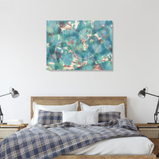 Abstrakt Mixed Media in Teal Aqua und Rost Leinwanddruck