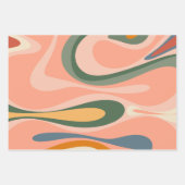 Abstrakt Mod Thang Multicolor Retro Moderner Swirl Geschenkpapier Set (Vorderseite 3)