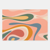 Abstrakt Mod Thang Multicolor Retro Moderner Swirl Geschenkpapier Set (Vorderseite 2)