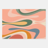 Abstrakt Mod Thang Multicolor Retro Moderner Swirl Geschenkpapier Set (Vorderseite)