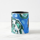 Abstrakt Modern Art Collage Monogram Initial Blue Tasse (Zentrum)