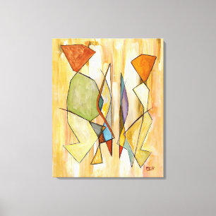 Abstrakt Modern Art Couple Trendy Chic Beigereen Leinwanddruck