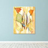Abstrakt Modern Art Couple Trendy Chic Beigereen Leinwanddruck (Insitu (Holzboden))