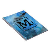 Abstrakt Modern Art Monogram Blue Black Notizblock (Rechte Seite)