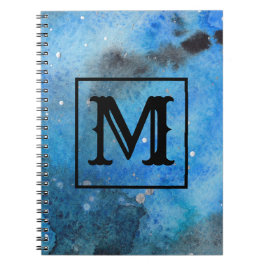 Abstrakt Modern Art Monogram Blue Black Notizblock