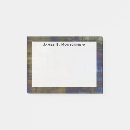 Abstrakt-Modern-Blauer Gelbgrunge Post-it Klebezettel (Vorderseite)