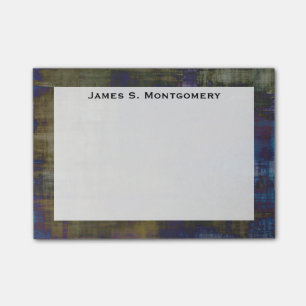 Abstrakt-Modern-Blauer Gelbgrunge Post-it Klebezettel