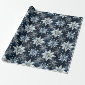 Abstrakt Modern Blue Jeweled Poinsettias Geschenkpapier (Ungerollt)
