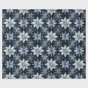 Abstrakt Modern Blue Jeweled Poinsettias Geschenkpapier