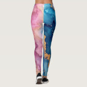 Abstrakt Modern Blue Lila Gold Chic Trendy Leggings (Rückseite)