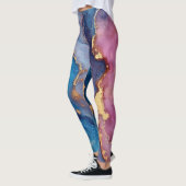 Abstrakt Modern Blue Lila Gold Chic Trendy Leggings (Links)