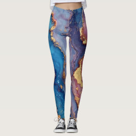 Abstrakt Modern Blue Lila Gold Chic Trendy Leggings