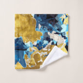 Abstrakt, modern, Collage, Gold, Marineblau Badhandtuch Set (Waschlappen)