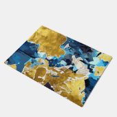 Abstrakt, modern, Collage, Gold, Marineblau Fußmatte (Schrägansicht)