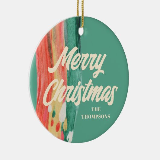 Abstrakt Modern frohe Weihnachten Personalisierter Keramik Ornament (Rechts)