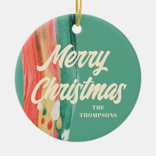 Abstrakt Modern frohe Weihnachten Personalisierter Keramik Ornament (Vorne)