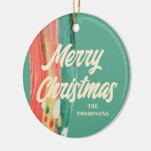 Abstrakt Modern frohe Weihnachten Personalisierter Keramik Ornament (Links)