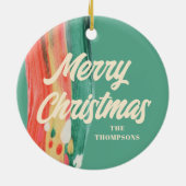 Abstrakt Modern frohe Weihnachten Personalisierter Keramik Ornament (Hinten)