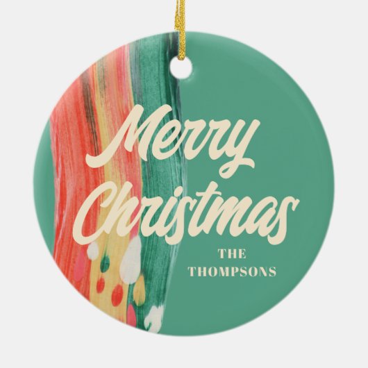 Abstrakt Modern frohe Weihnachten Personalisierter Keramik Ornament (Hinten)