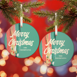 Abstrakt Modern frohe Weihnachten Personalisierter Ornament Aus Glas