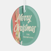 Abstrakt Modern frohe Weihnachten Personalisierter Ornament Aus Glas (Vorderseite links)