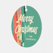 Abstrakt Modern frohe Weihnachten Personalisierter Ornament Aus Metall (Vorderseite links)