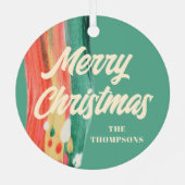 Abstrakt Modern frohe Weihnachten Personalisierter Ornament Aus Metall (Rückseite)