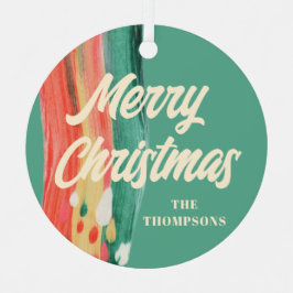 Abstrakt Modern frohe Weihnachten Personalisierter Ornament Aus Metall