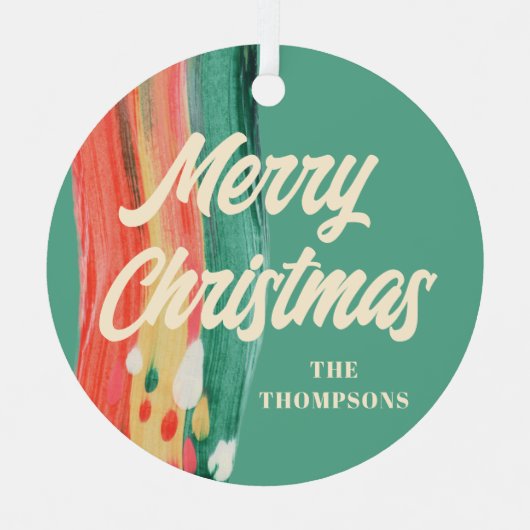 Abstrakt Modern frohe Weihnachten Personalisierter Ornament Aus Metall (Vorderseite)