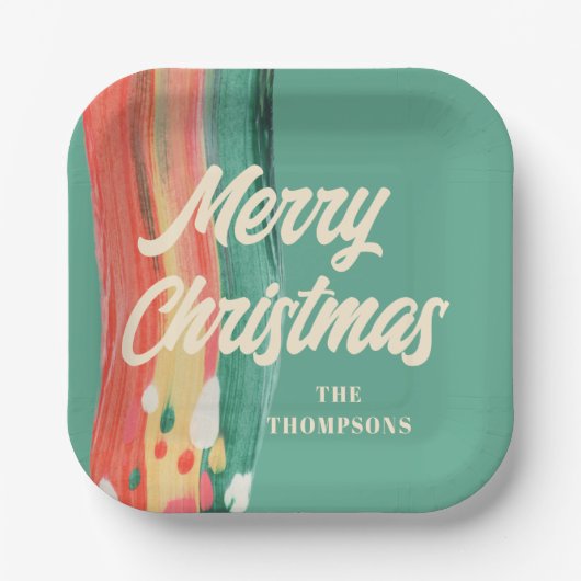 Abstrakt Modern frohe Weihnachten Personalisierter Pappteller (Vorderseite)