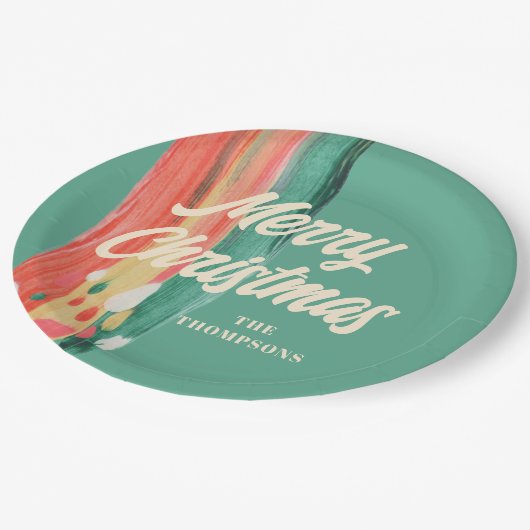 Abstrakt Modern frohe Weihnachten Personalisierter Pappteller (Schrägansicht)