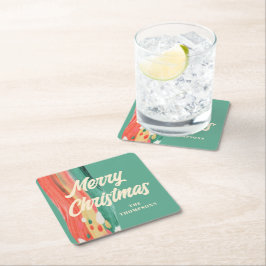 Abstrakt Modern frohe Weihnachten Personalisierter Rechteckiger Pappuntersetzer