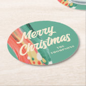 Abstrakt Modern frohe Weihnachten Personalisierter Runder Pappuntersetzer (Angewinkelt)