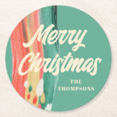 Abstrakt Modern frohe Weihnachten Personalisierter Runder Pappuntersetzer (Vorderseite)